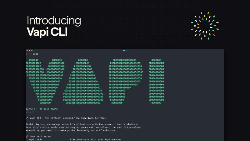 8. Vapi CLI标语：构建语音人工智能的最佳开发者体验方案注：“DX”是“Developer Experience”的缩写，直译为“开发者体验” ，这里结合语境理解为一种适合开发者构建语音AI的方案