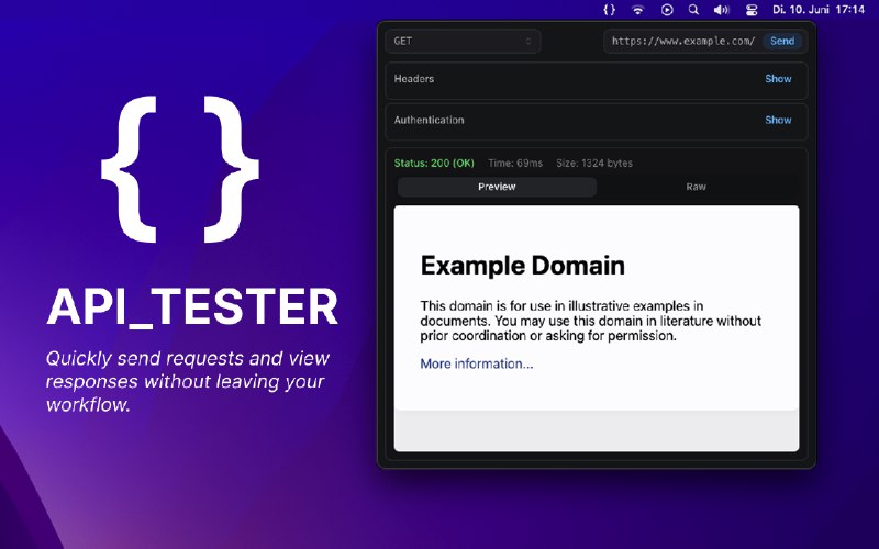 4. API_TESTER标语：直接从 macOS 菜单栏测试你的应用程序编程接口（API）