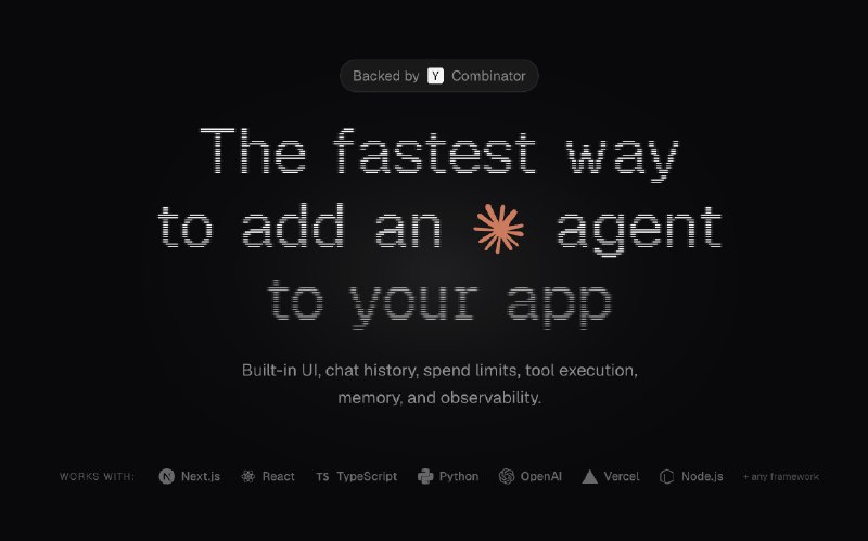 5. 21st Agents SDK标语：用于在你的应用程序中添加Claude代码人工智能代理的软件开发工具包（SDK）介绍：21st Agents软件开发工具包（SDK）是为你的应用添加人工智能代理的最快方式