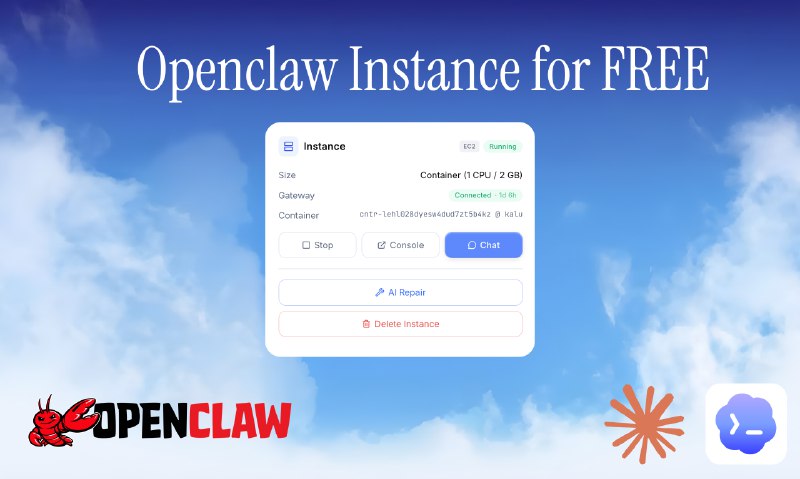 5. Donely 标语：你可以免费使用自己的OpenClaw实例，还能免费使用人工智能服务