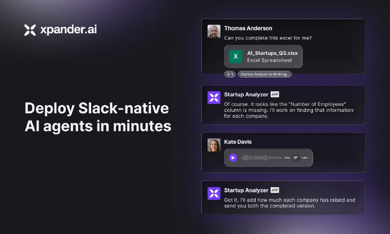 9. xpander.ai标语：把人工智能智能体变成Slack平台上的“原生队友”介绍：把任何人工智能代理变成Slack上的团队成员——无需为基础设施和扩展问题头疼