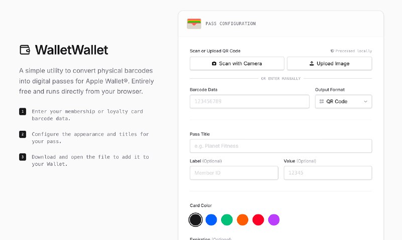 5. WalletWallet标语：为不支持的卡片创建苹果钱包通行证在苹果钱包里，通常只有部分卡片能直接添加使用