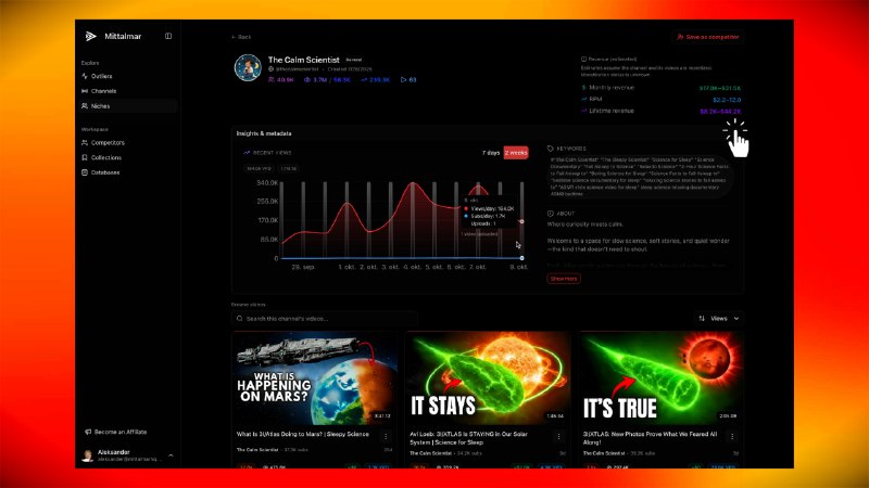 4. Mittalmar YouTube Software标语：实时追踪YouTube上不断发展的热门细分领域