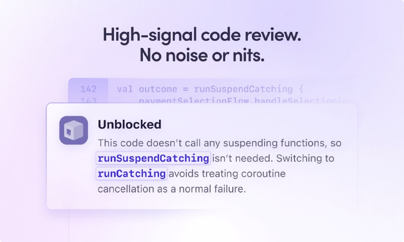 8. Unblocked Code Review标语：能适时介入的人工智能代码审查工具解释：“AI code review”直译为“人工智能代码审查”，“that knows when to chime in”意思是“知道什么时候介入”，整体组合起来就是“能适时介入的人工智能代码审查工具”，这样的表达符合科普杂志或日常对话的风格，简洁易懂