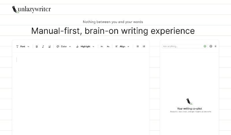 10. Unlazy Writer标语：别把思考外包给人工智能