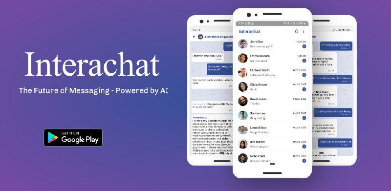 5. Interachat标语：即时通讯的未来——由人工智能驱动介绍：Interachat是一款现代即时通讯应用程序，你可以用它和朋友聊天、进行群聊，还能和团队成员交流，而且它内置了人工智能，在你需要的时候随时提供帮助