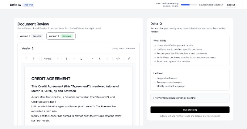 9. Delta IQ标语：展示合同变更对先前审批结果的影响介绍：Delta IQ 可以跟踪合同不同版本的审批情况