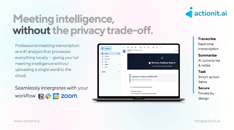 10. action.it标语：隐私人工智能会议助手介绍：私密AI会议助手，自动发布会议记录，且不保留你的数据