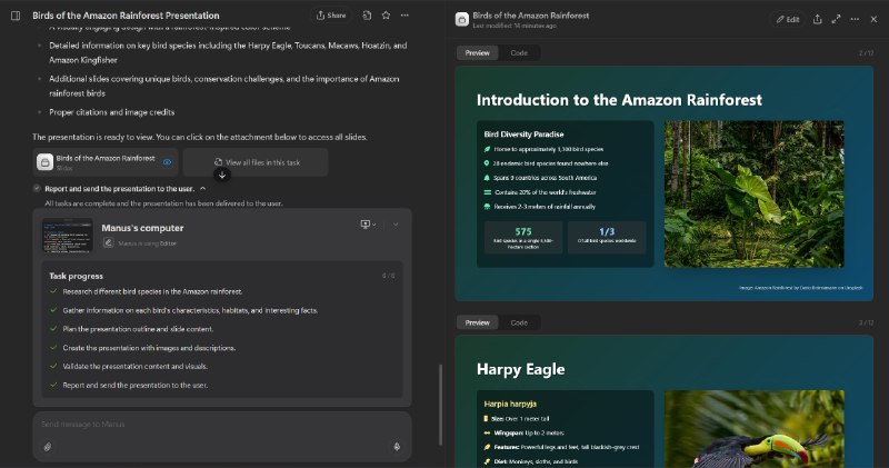 3. Manus Slides标语：只需一个指令，即可瞬间生成令人惊艳的演示文稿