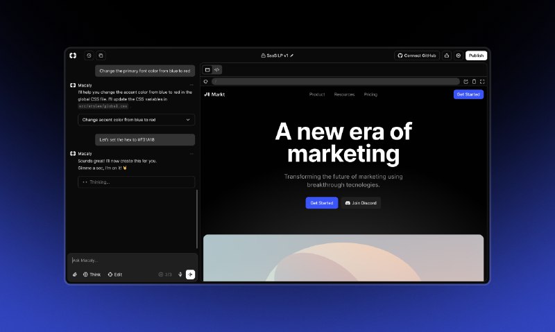 2. Macaly标语：用对话而非代码来构建应用程序介绍：麦卡利是一款超棒的代码编写助手，它能把你的想法变成可运行的应用程序和网站