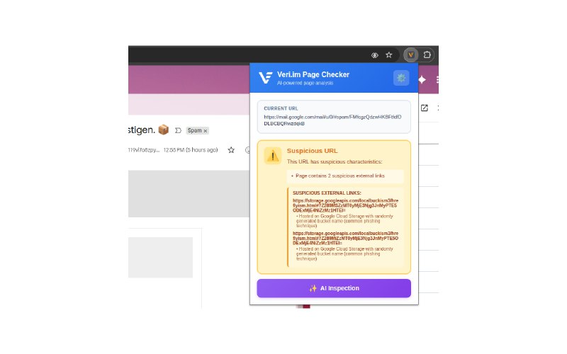 5. Veri.im标语：由人工智能驱动的检查机制，可检测钓鱼网站和不安全网站