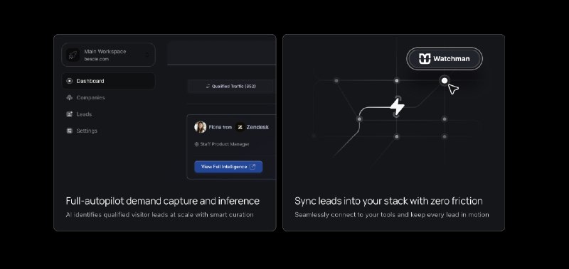 2. Watchman AI标语：用人工智能代理挖掘隐形的企业对企业（B2B）买家介绍：守望者（Watchman）的人工智能代理能够捕捉那些隐匿的企业对企业（B2B）买家，为你挖掘潜在收益——通过自动识别、研究和筛选匿名网站访客，为你打造源源不断的优质客户资源和丰富的潜在客户线索