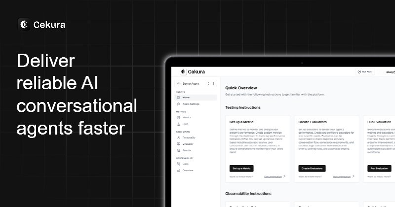 4. Cekura标语：以快10倍的速度推出可靠的语音和聊天人工智能助手