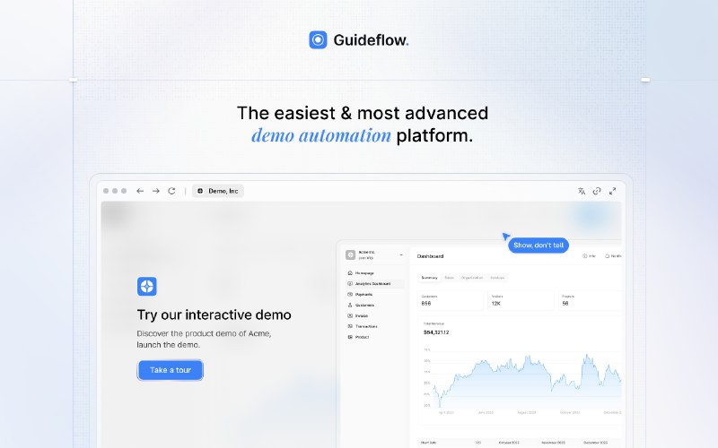 PH今日热榜 | 2025-11-211. Guideflow标语：面向软件即服务（SaaS）的人工智能演示自动化平台介绍：把你的产品转化为交互式演示、沙盒、演示中心以及实时环境，让你的潜在客户能够立即进行探索