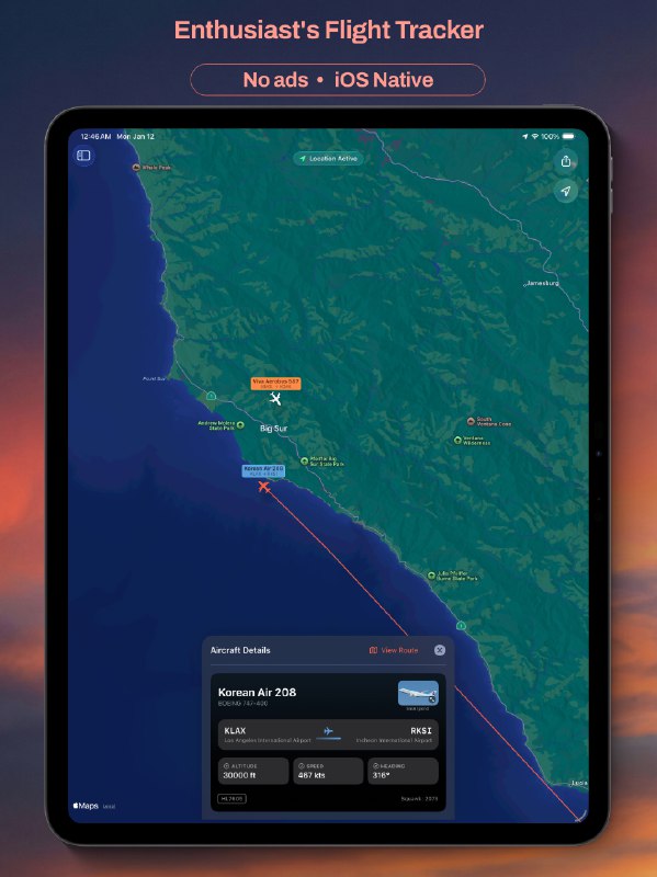 8. Flight Follower标语：为航空爱好者提供无广告的航班追踪服务介绍：一款适用于 iOS 系统的免费实时航班追踪器