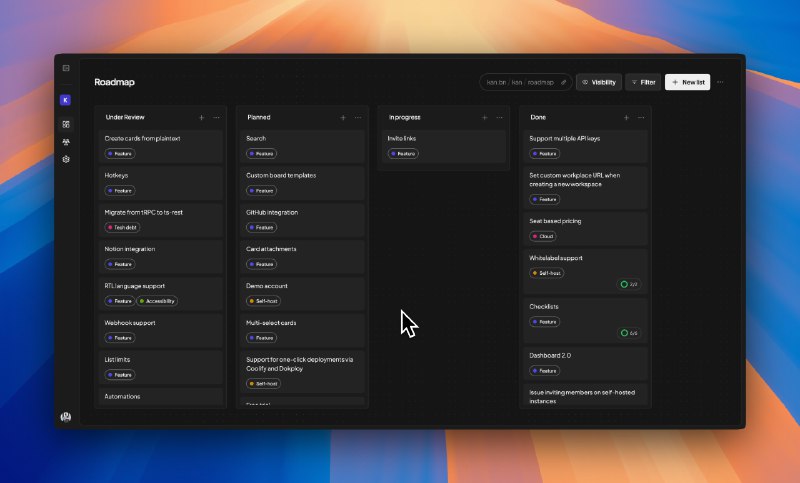 10. Kan.bn标语：一款面向团队和创作者的开源Trello替代工具注：Trello是一款知名的项目管理和任务协作工具，这里保留英文未翻译，以方便读者识别