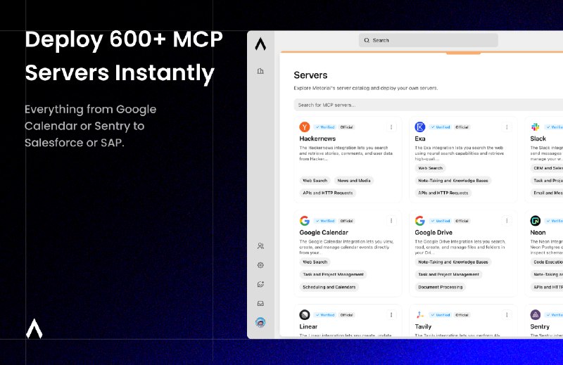 10. Magic MCP by Metorial标语：超600种集成功能，让编码体验超带感，无需任何配置