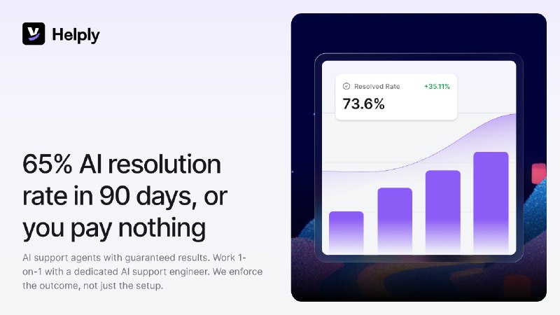 5. Helply标语：90天内人工智能问题解决率达65%，否则分文不取