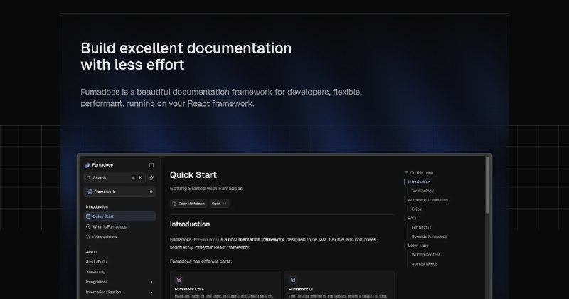 7. Fumadocs 16标语：精美的文档，专为 React 和 Next.js 框架优化