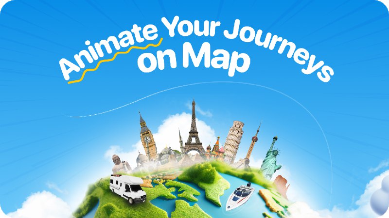 2. TravelAnimator标语：把谷歌地图的网址转换成超炫的地图动画