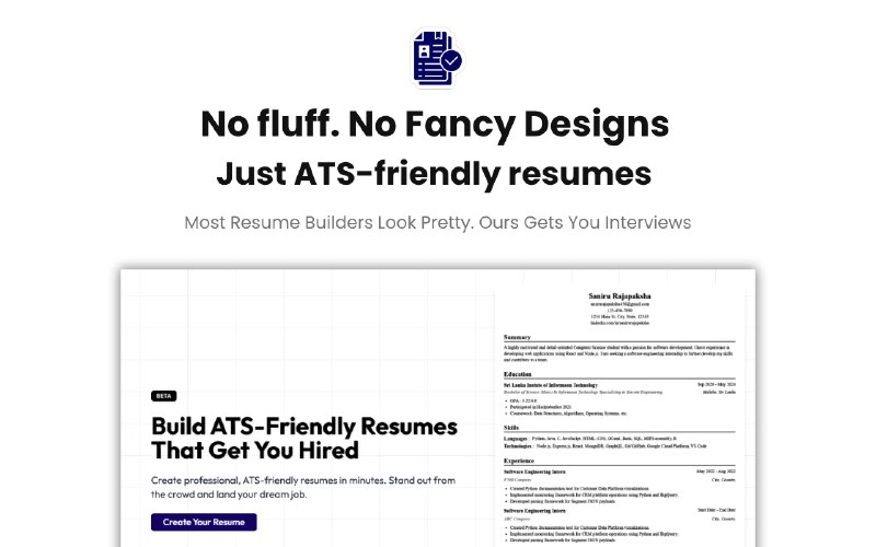 3. ATSResumeGenerator标语：不搞花里胡哨的东西，没有华而不实的设计，只有符合求职申请跟踪系统要求的简历