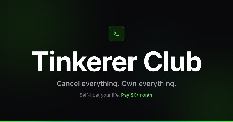 PH今日热榜 | 2026-02-111. Tinkerer Club标语：面向自动化操作、自行搭建服务器并使用人工智能的人群的专属俱乐部