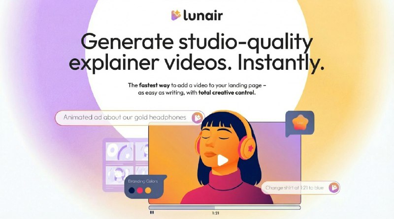 PH今日热榜 | 2026-02-161. Lunair标语：即刻生成达到工作室水准的解说视频