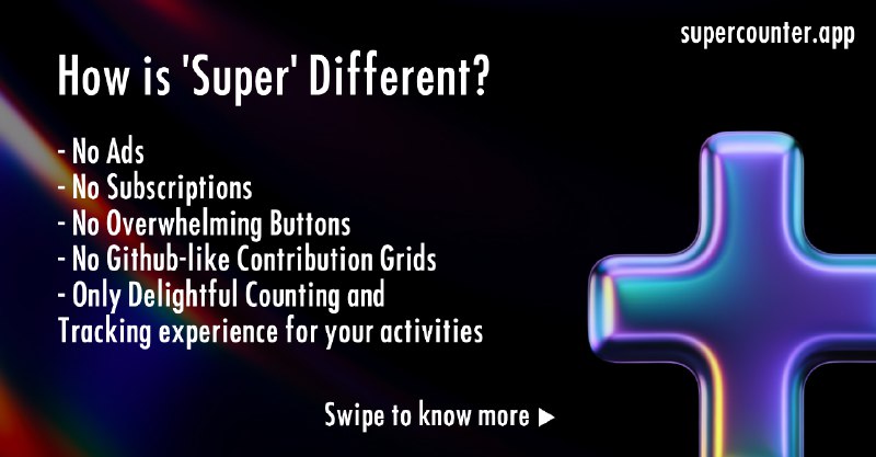 7. Super for iOS标语：适合极简主义者的计数器/活动追踪混合应用程序介绍：超级计数器是iOS系统上最简单的计数器兼活动追踪应用程序！它集两者优势于一身，没有多余的功能