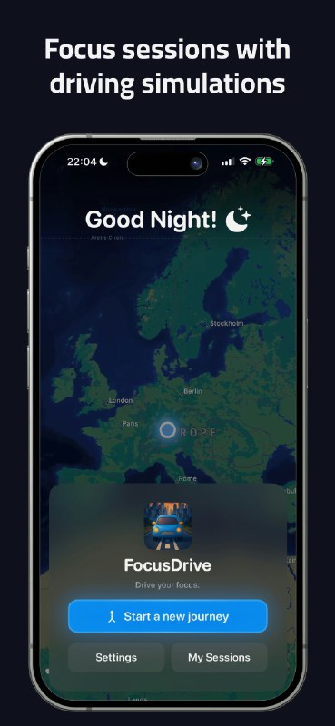9. FocusDrive标语：模拟驾车出行场景，开启深度专注时段