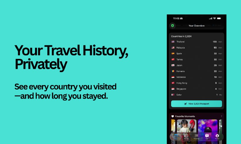 2. DaysAround标语：私下记录你去过的每一个国家