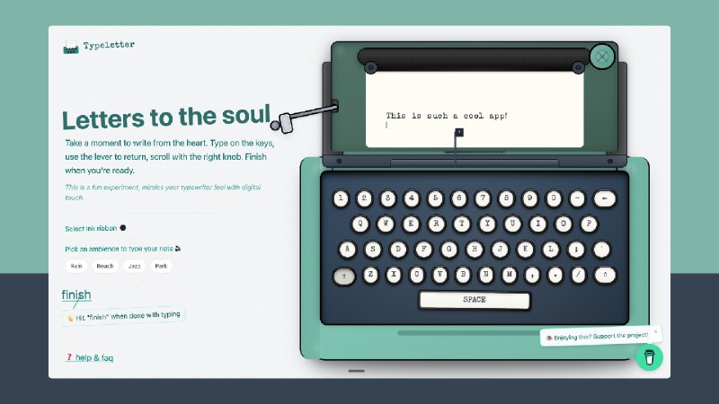 10. Typeletter标语：把你的浏览器变成一个温馨又充满怀旧氛围的写作小天地