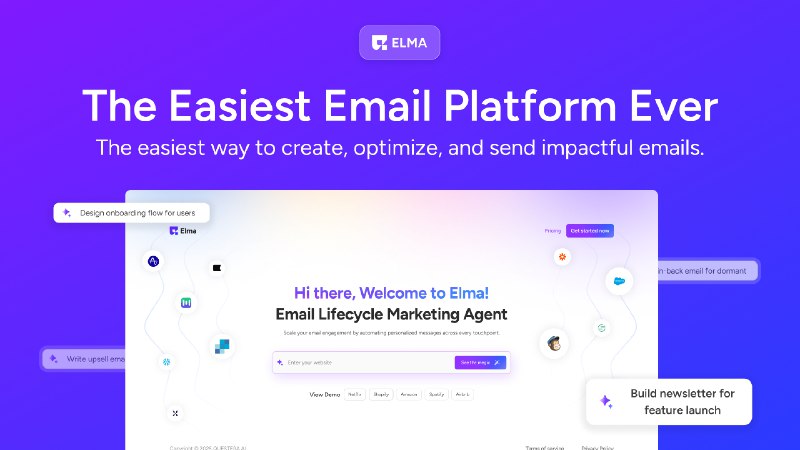 8. ELMA - Ultimate Email Agent标语：几秒钟内就能生成数百封个性化邮件