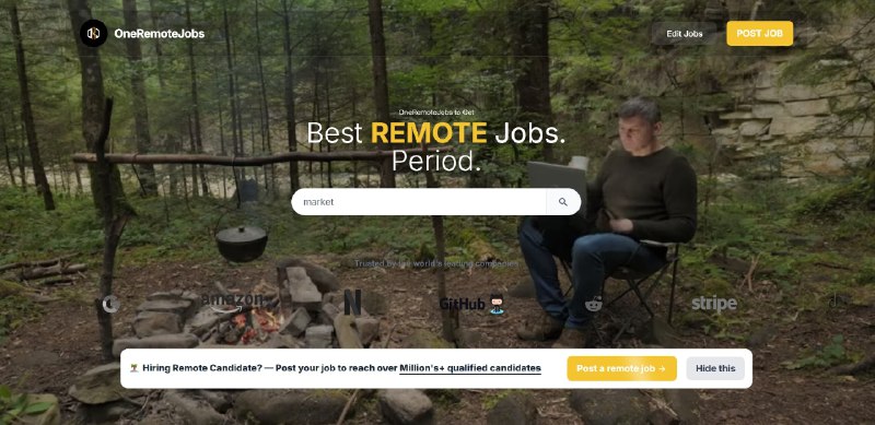 10. OneRemoteJobs标语：发现来自全球各地公司的数千个远程工作机会