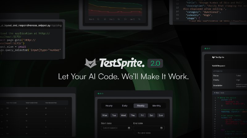 PH今日热榜 | 2025-07-161. TestSprite 2.0标语：让你的人工智能去编程吧——我们来确保它能正常运行