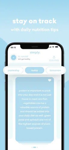 4. simply标语：人工智能营养应用程序也可以更口语化地表达为：人工智能营养 app介绍：“简食”（Simply）是一款营养应用程序，它提供由专业认证营养师打造的实用日常营养小贴士