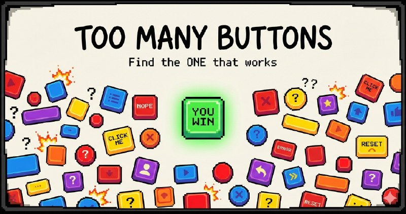 9. Too Many Buttons标语：只有一个按钮能正常使用，其他每一次点击都会出乱子