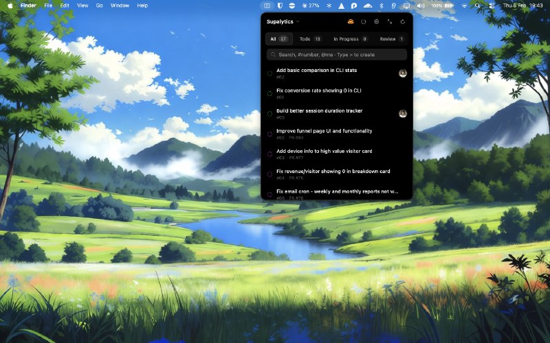 10. GitBoard标语：适用于 GitHub 项目的 Mac 菜单栏应用程序介绍：这是一款专为 macOS 系统开发的原生菜单栏应用程序，用于管理 GitHub 项目