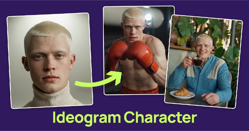 7. Ideogram Character标语：适用于单张图像的持久化人物模型介绍：首款仅需一张参考图片就能实现人物一致性的模型