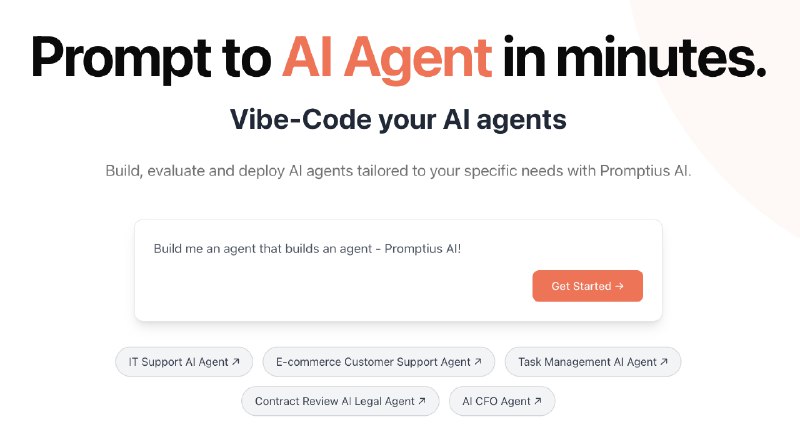 7. Promptius AI标语：用自然语言构建适用于生产环境的人工智能智能体介绍：Promptius是一个由人工智能驱动的开发环境，它可以根据用户的提示来创建并部署自主智能体