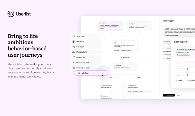 6. The New Userlist标语：面向资深产品营销人员的邮件自动化工具解析：“Email automation”直译为“邮件自动化”，这里结合语境理解为一种工具或功能；“sophisticated”有“经验丰富的、资深的”意思，“product marketers”是“产品营销人员”，整体表达出这是针对有一定经验的产品营销人员所适用的邮件自动化相关内容，所以翻译为“面向资深产品营销人员的邮件自动化工具” 