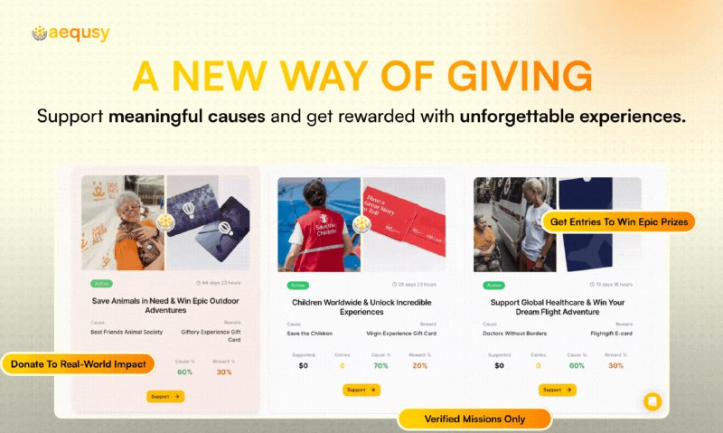 8. aequsy标语：通过支持有意义的事业，赢得难忘的体验