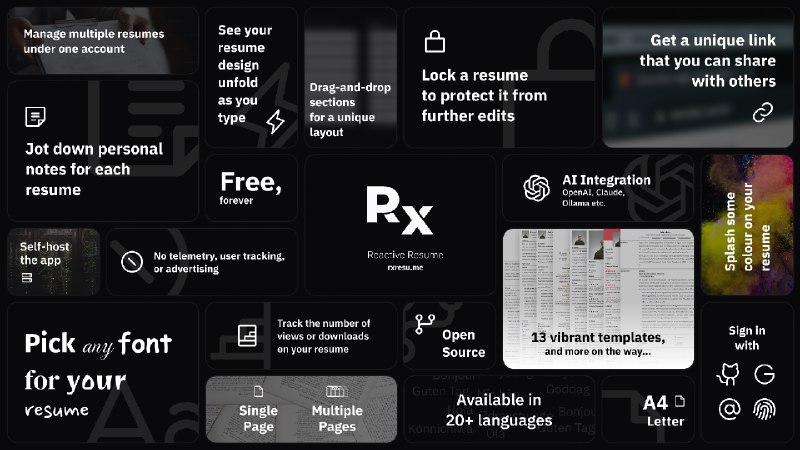 7. Reactive Resume v5标语：一款免费的开源简历生成工具