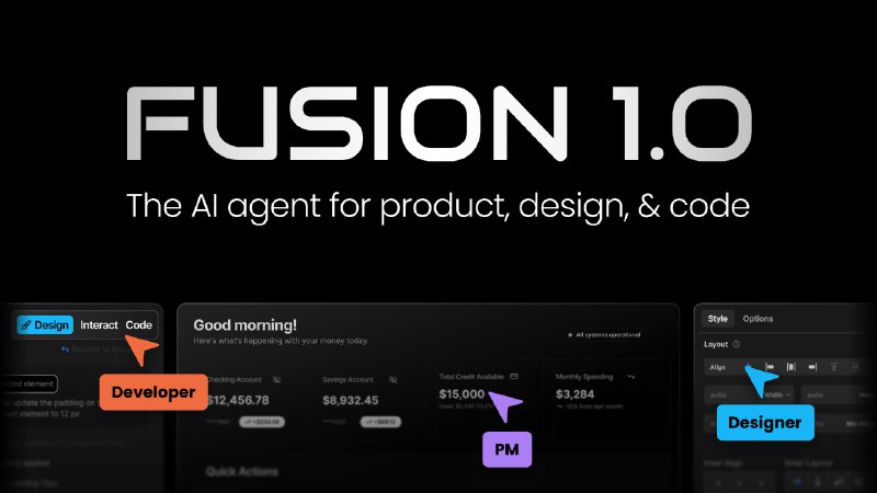 7. Fusion 1.0标语：首款用于产品、设计和代码的人工智能助手介绍：Fusion是首款能将产品、设计和代码整合在一起的人工智能助手