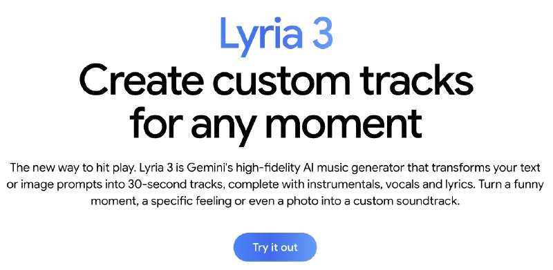 2. Lyria 3 by Google Deepmind标语：在Gemini里，你可以把任何照片或想法变成一首专属歌曲