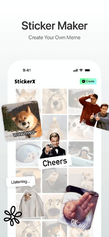 4. StickerX标语：制作个性化表情包和贴纸介绍：StickerX是一款能让你秒变搞怪达人的神器，有了它，制作个性化表情包和贴纸易如反掌