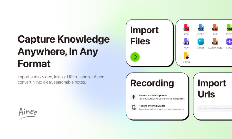 6. Ainee标语：你的人工智能笔记记录与学习好帮手介绍：你那由人工智能驱动的笔记伙伴，助力更高效的学习