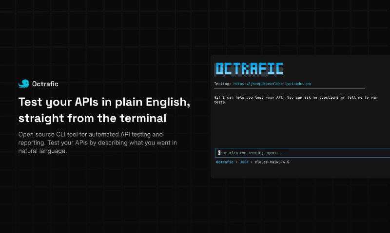 8. Octrafic标语：直接在终端用通俗易懂的语言测试你的应用程序编程接口（APIs）