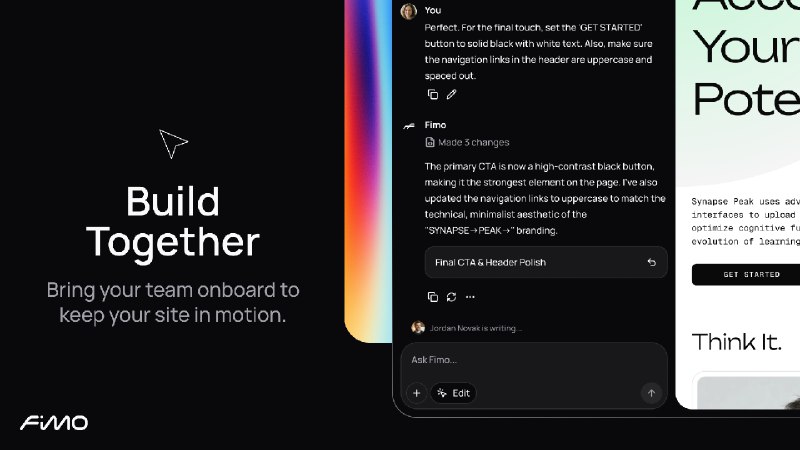 2. Fimo标语：这里是你的网站的栖息之所，它能在此与人工智能协同发展、不断演进