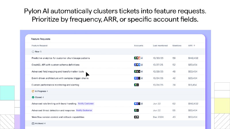 6. Product Intelligence标语：自动将支持工单转化为功能需求