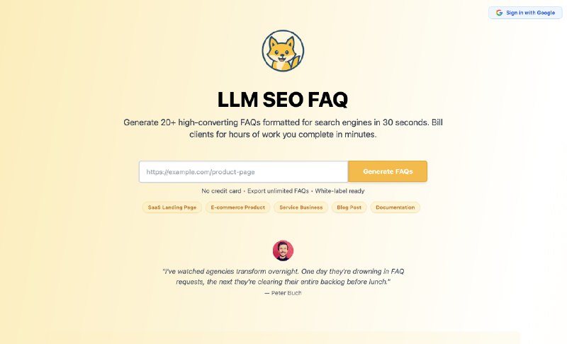 5. LLM SEO FAQ标语：免费为任意网址生成符合搜索意图的优化版常见问题解答